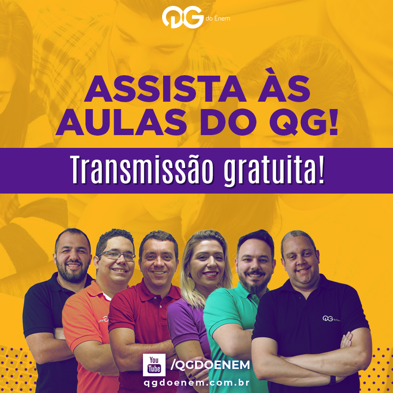 Assista à semana de aulas ao vivo e grátis do QG do Enem