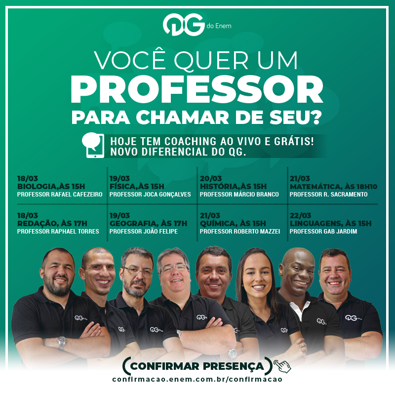 Coaching ao vivo, gratuito - novo diferencial do QG