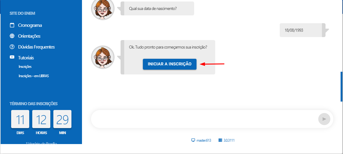 inscrição Enem: passo 7 informar dados pessoais