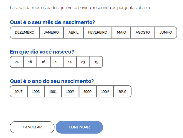 inscrição Enem: passo 3 validar data de nascimento