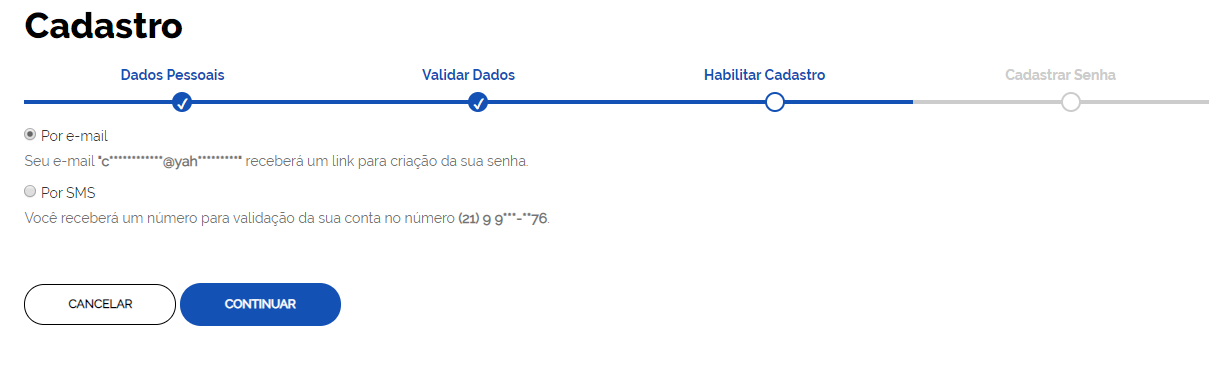 inscrição Enem: passo 4 habilitar cadastro