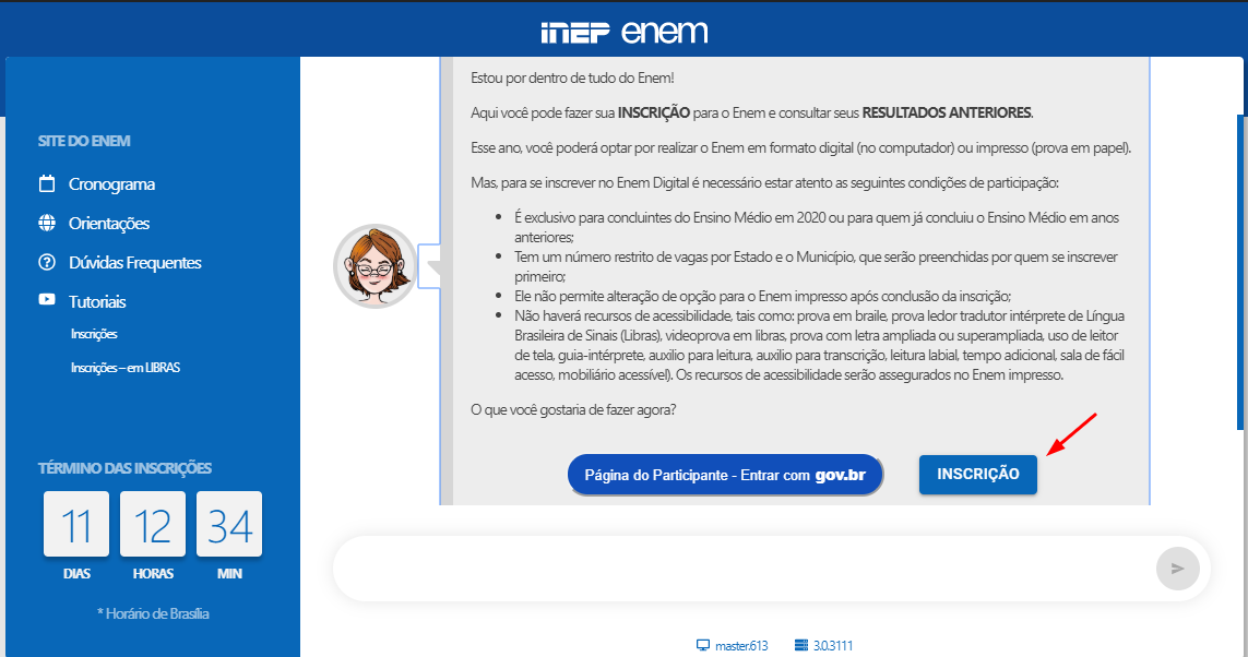 inscrição Enem: passo 6 inscrição