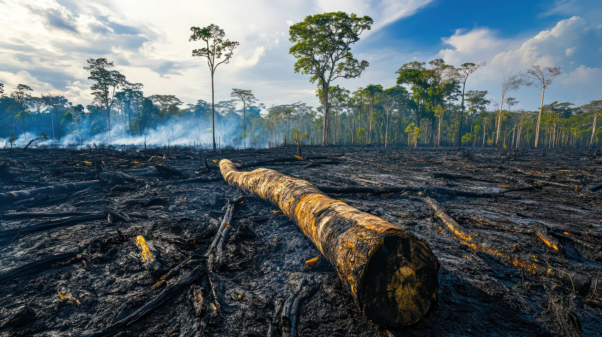 Área de floresta amazônica desmatada e queimada