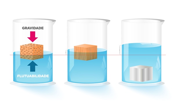 ilustração sobre o princípio de arquimedes