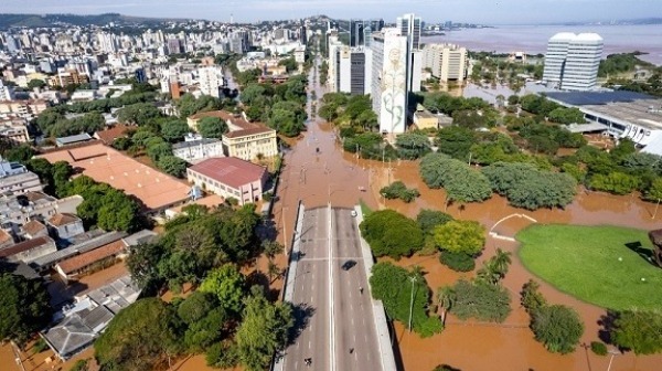 vista aérea enchentes rio grande do sul