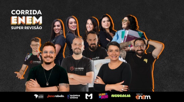 aulão enem 2025, arte com os professores participantes